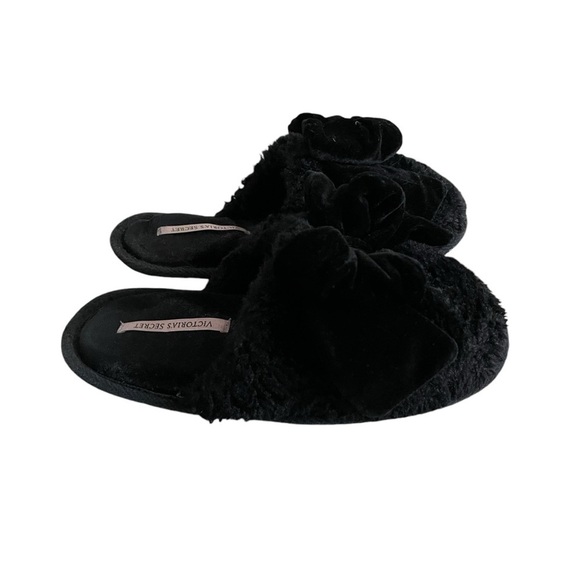 Victoria Secret Fuzzy Bow Slippers Size S - Picture 3 of 9